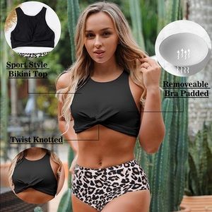 Women High Waisted Bikini Two Piece Knotted Bathing Suit